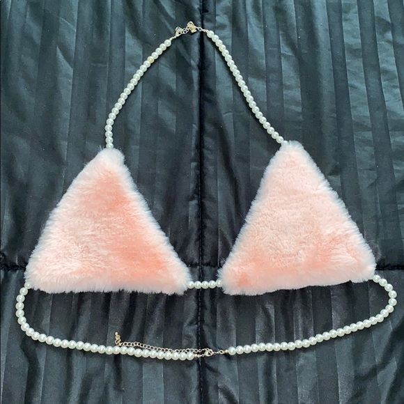 pink fur bralette